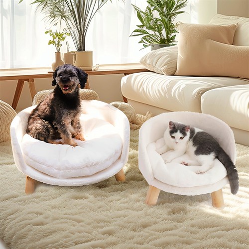 Raised pet cat sofa bed - raised, fluffy