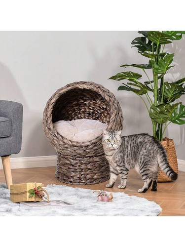Pawhut wicker cat house - pawhut,