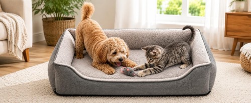 Fluffy calming pet bed - calming,