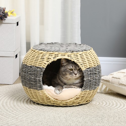 Pawhut wicker cat house - wicker,