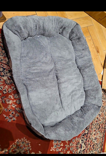 Grey plush cushion - dog, bed