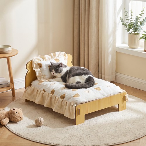Elevated wooden cat bed - ‌elevated,
