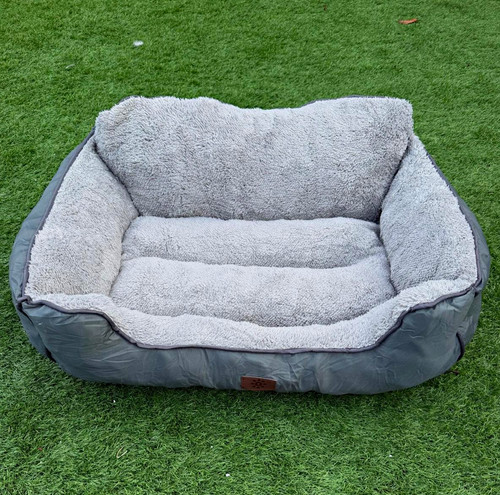 Grey plush cushioned sofa dog - plush,
